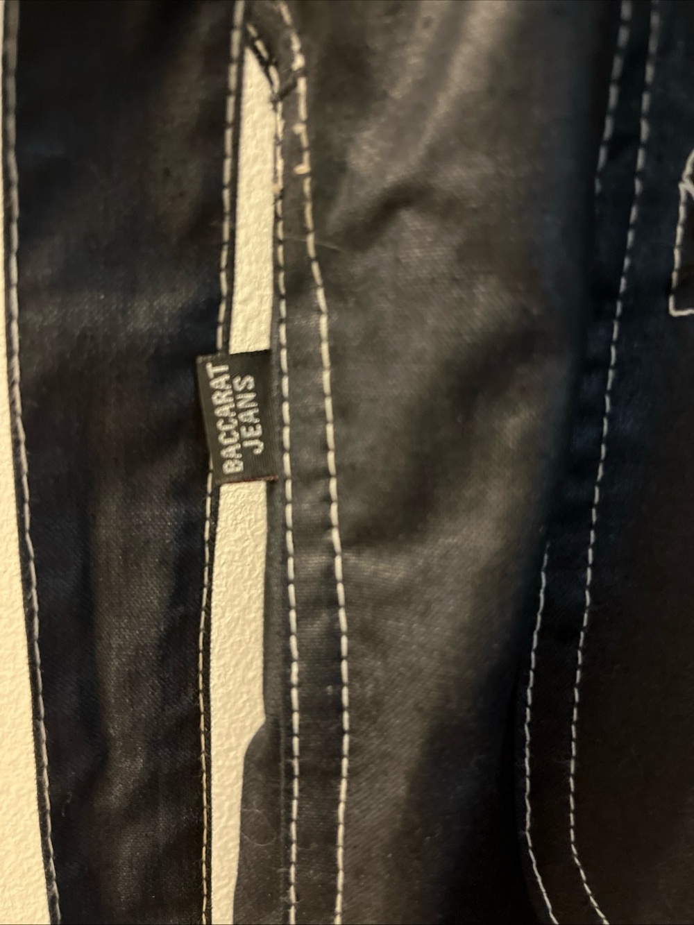 Baccarat Black Cotton Waxy Look Vintage Bibs. Wide leg with slits. - Picture 11 of 12